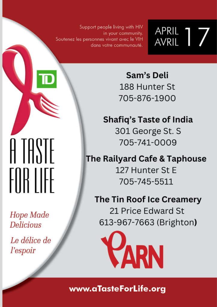 A taste for life poster. This fundraiser takes place April 17th. Restaurants include Sam's Deli, Shafiq's Taste of India, Railyard Cafe & Taphouse, and the Tin Roof Ice Creamery. Learn more at www.atasteforlife.org.